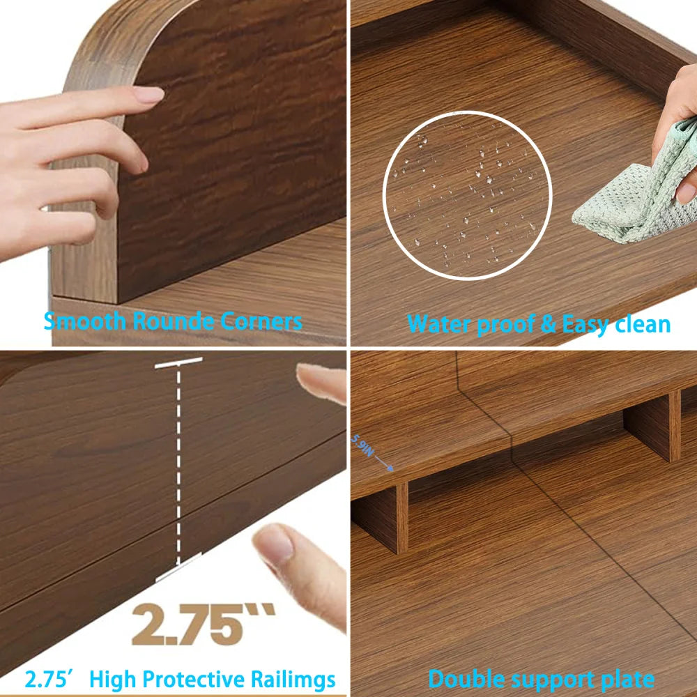 Washer Dryer Countertop Organizer | 54"x27.5" Wood Shelf Topper with Edge Guard | Double Layer Laundry Storage & Organization