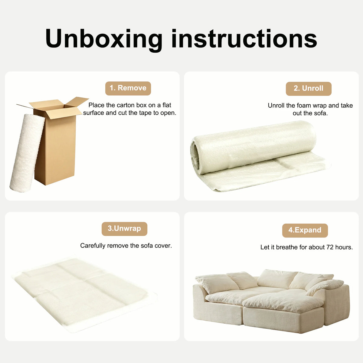 Modern Modular Sectional Sofa Cloud Couch Oversized Deep Seat Comfy Sofa for Living Room Furniture with Removable Cushions