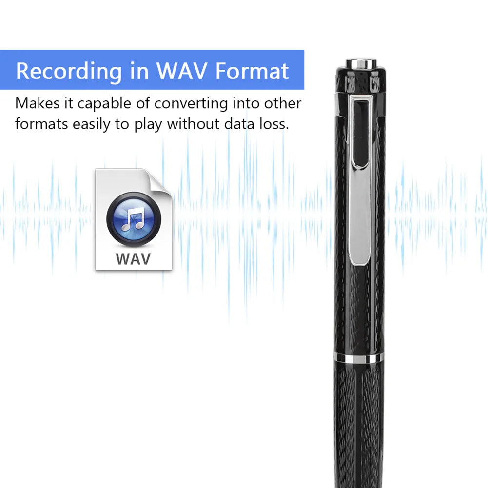 Pen-shaped Continuous 12-hour Digital Voice Recorder 192Kbps One-button Audio Recorder Portable Audio Video for Conferences