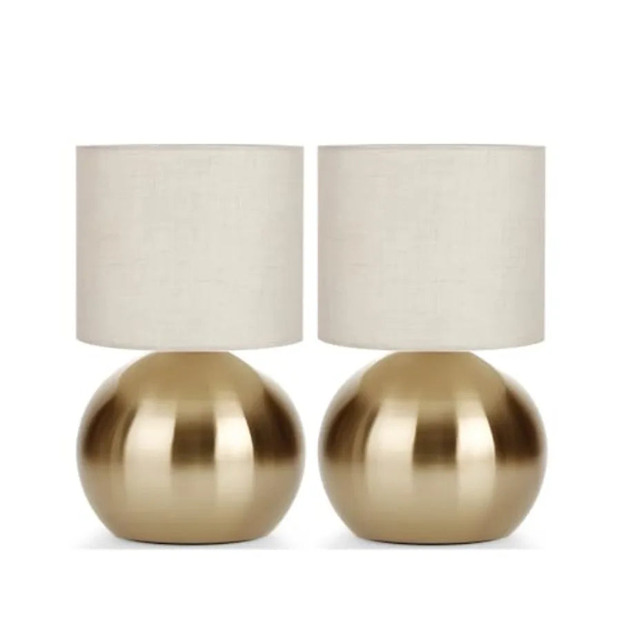Modern Small Table Lamp Set of 2 Minimalist Nightstand Bedside Lamps with One-Button Inline Switch 10.4 Inch Desk Light for Bed