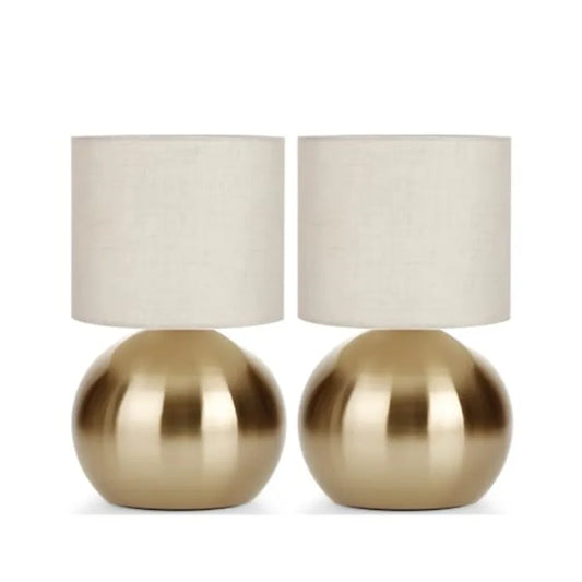 Modern Small Table Lamp Set of 2 Minimalist Nightstand Bedside Lamps with One-Button Inline Switch 10.4 Inch Desk Light for Bed