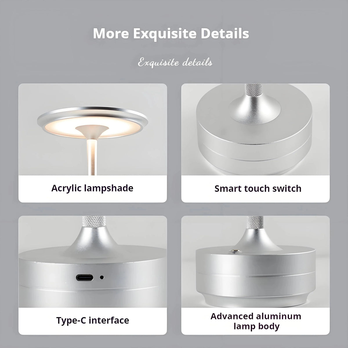 2PCS Rechargeable Wireless Table Lamp LED Touch Sensor Desktop Night Light Reading Lamp for Hotel Bar Bedroom Decor Light