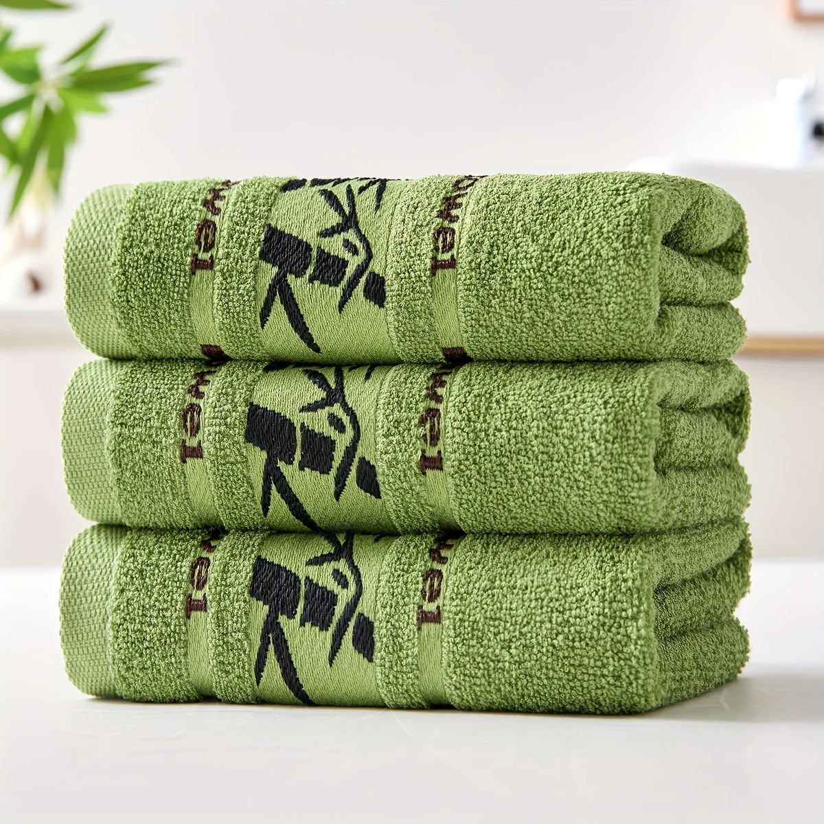 3pcs Green Bamboo Fiber Bathroom Towels Sets 34x74cm/70x140cm Household Hand Face Bath Towel Sets Washcloths Toallas De Baño 타월