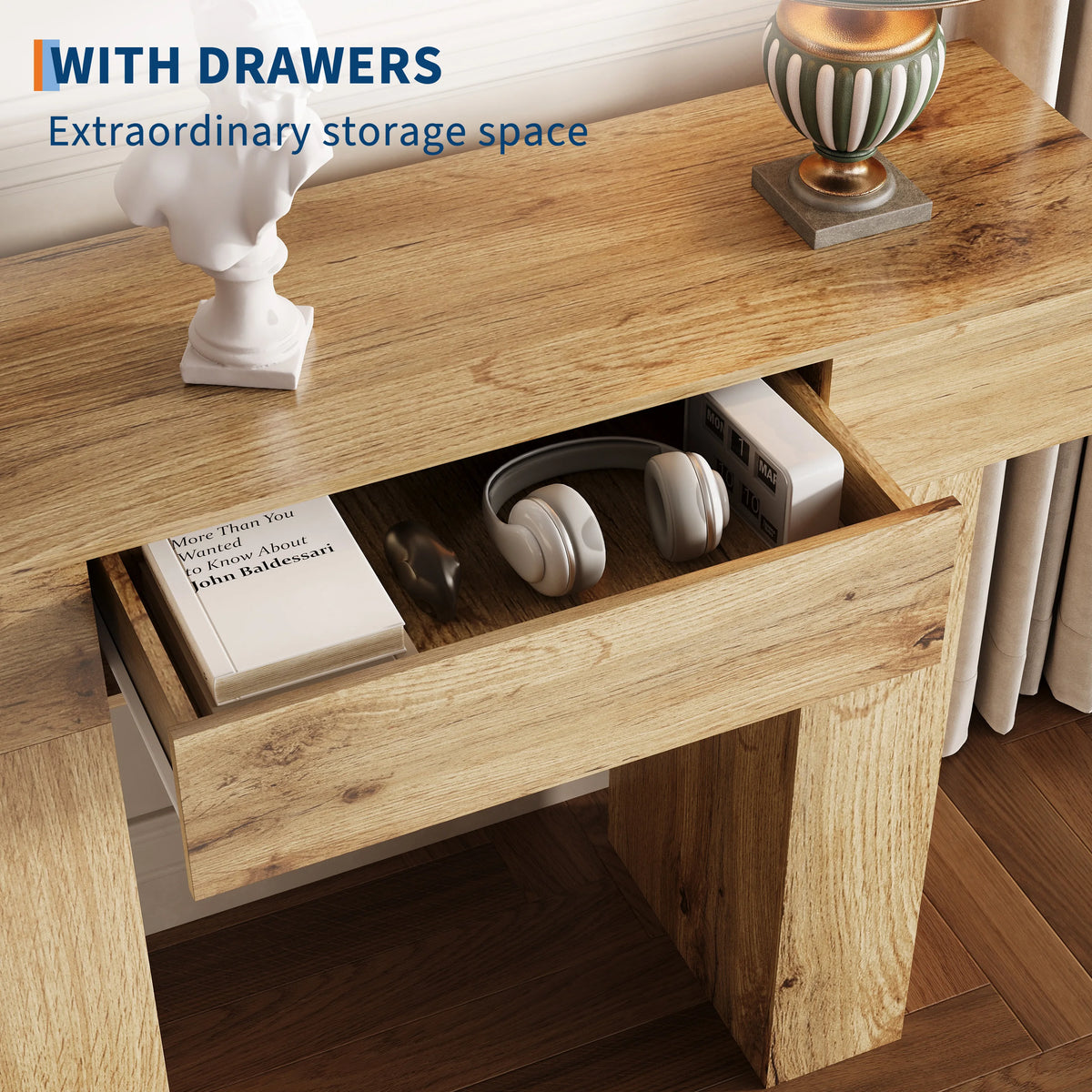 47" Long Console Table with Drawer,Narrow Entryway Table,Charcoal | Wood Rectangular Sofa Table Behind The Couch,TV Stand,Farmhouse Entry Way Tables for Entrance,Hallway,Foyer,Living Room