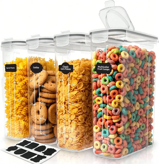 4 PCS Cereal Containers Storage Set , Airtight Food Storage Containers For Pet Food Nuts,Cereal Dispenser For Kitchen Pantry Organization.{120OZ)