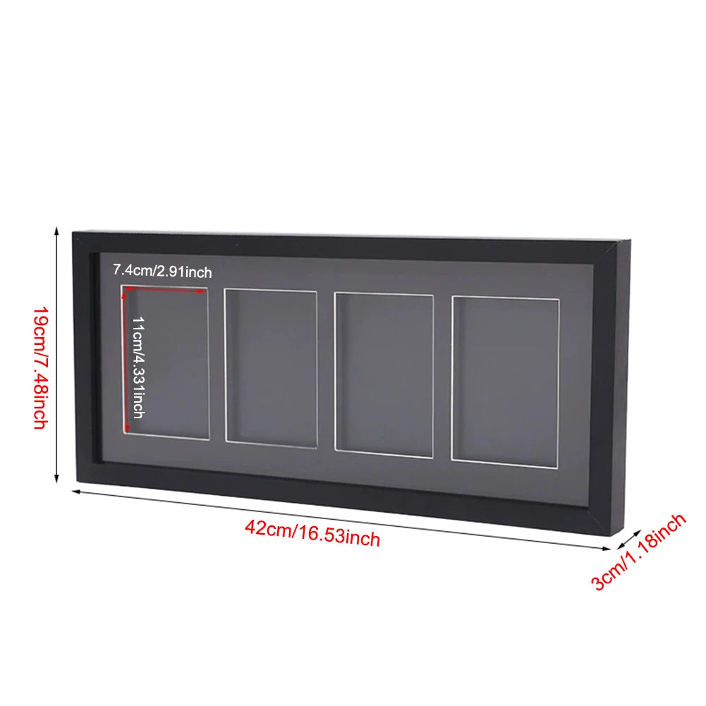 Trading Card Display Frame for 4 Standard Cards - Wall Mount Baseball Card Display Case with UV Protection Magnetic Card Holder