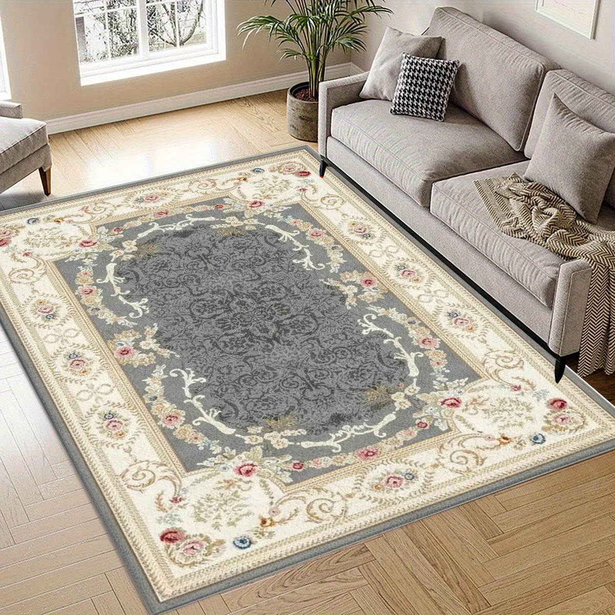 European Retro Floral Area Rug Large Living Room Carpet Soft Bedroom Floor Mat Home Decor Rug