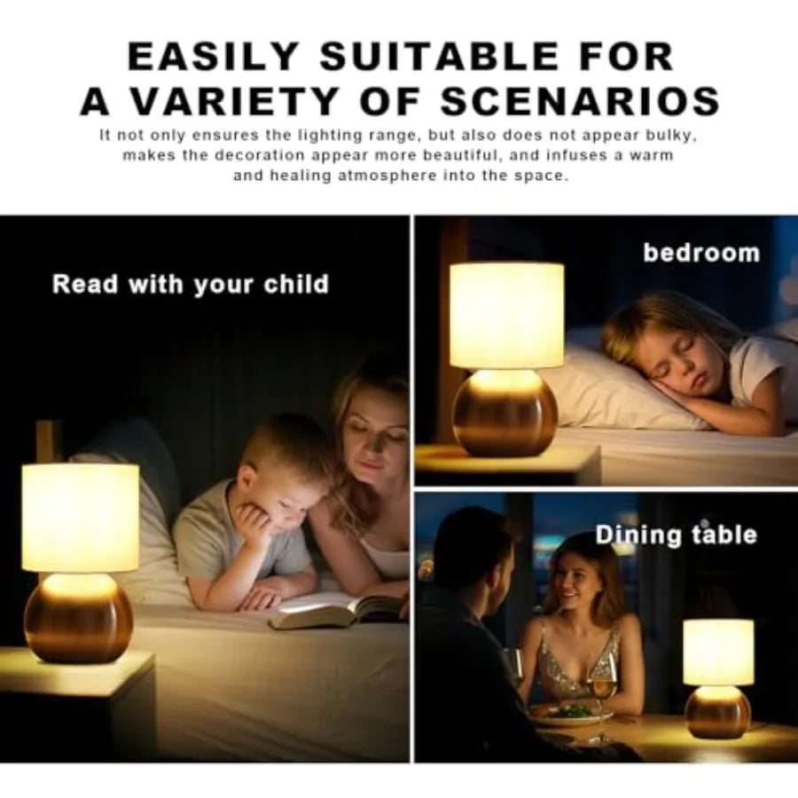 Modern Small Table Lamp Set of 2 Minimalist Nightstand Bedside Lamps with One-Button Inline Switch 10.4 Inch Desk Light for Bed
