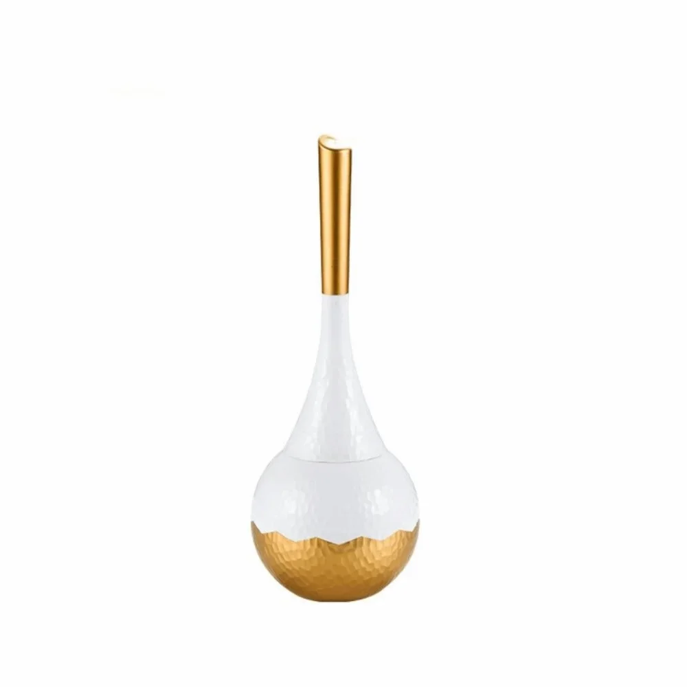 New Golden High-end Cleaning Brush with Base Holder Long Handle Toilet Brush Non-Scratch Household Bathroom Brush